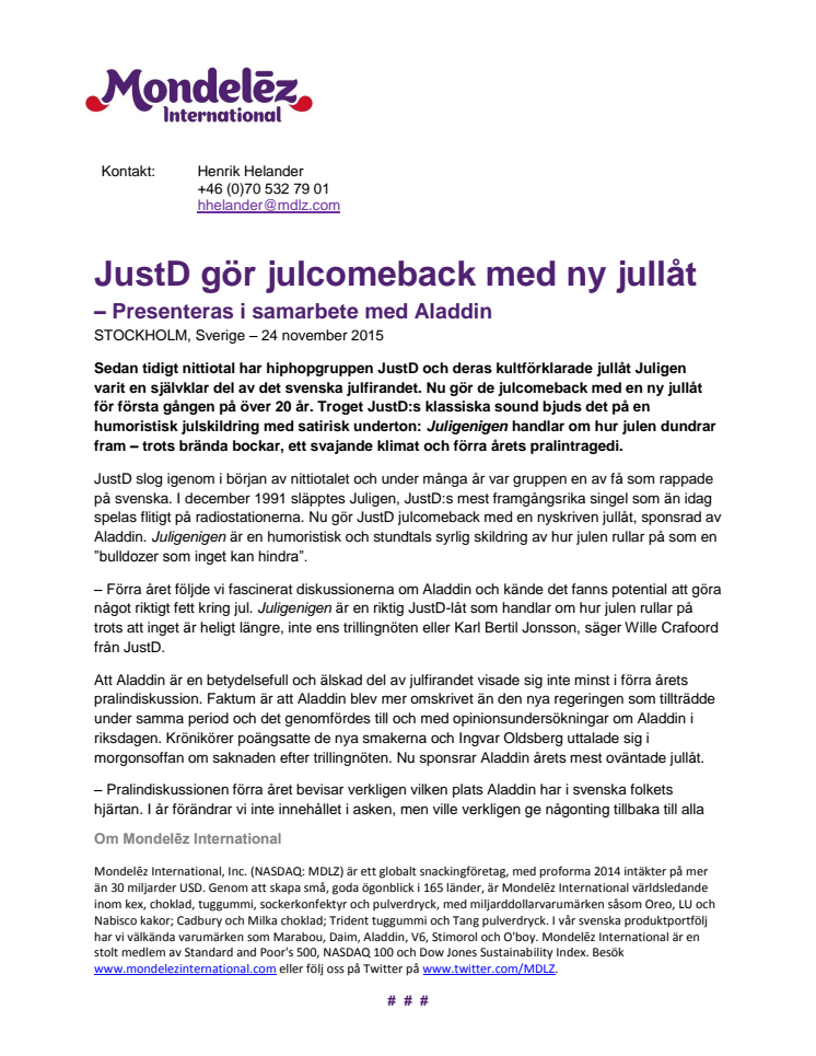 JustD gör julcomeback med ny jullåt