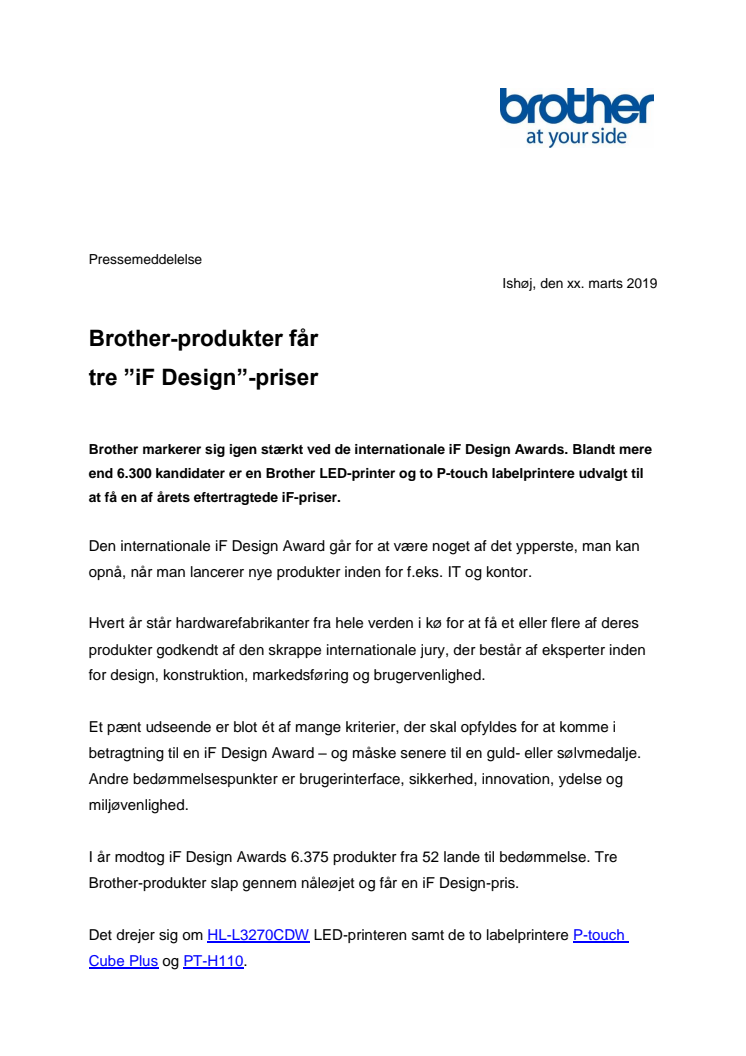 Brother-produkter får tre ”iF Design”-priser