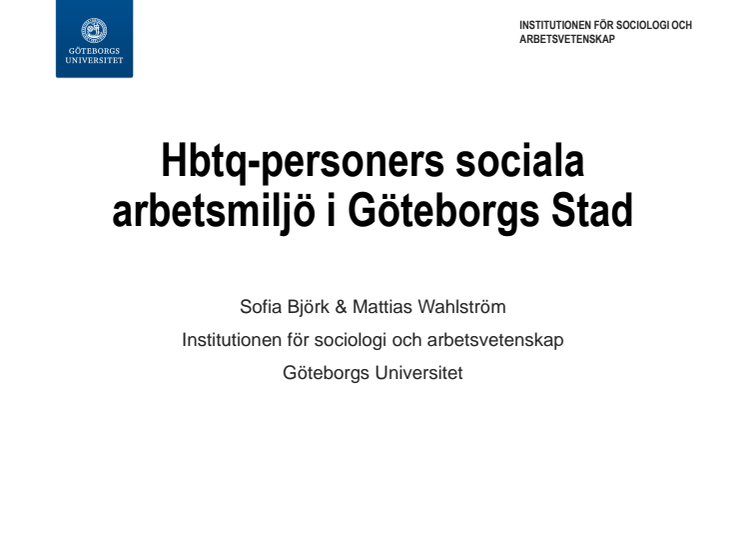 Hbtq-personers arbetsmiljö i Göteborgs Stad