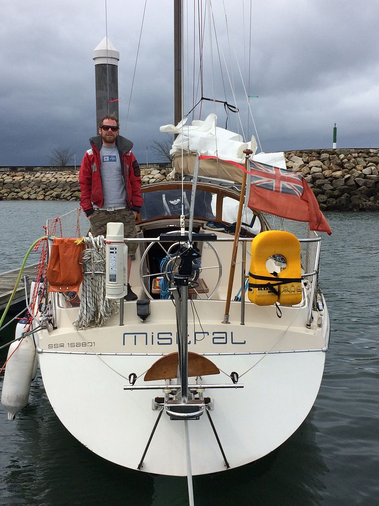 Hi-res image - Ocean Signal - Sailor Edward Harwood on-board Mistral