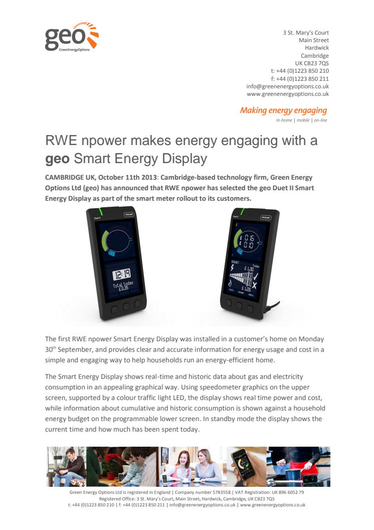 RWE npower makes energy engaging with a geo Smart Energy Display