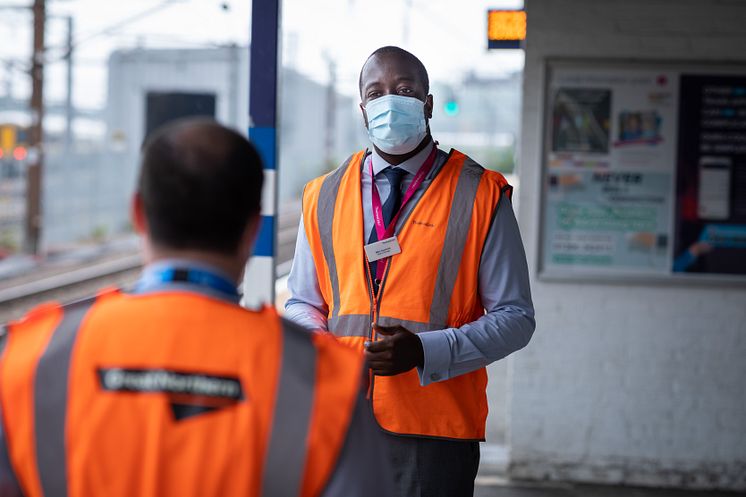 Thameslink station manager Marc Asamoah, putting safety first with his team