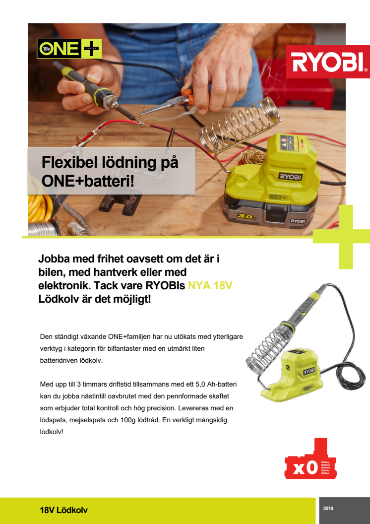 Ryobi lanserar flexibel lödning på ONE+batteri!