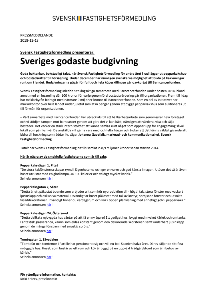 Svensk Fastighetsförmedling presenterar:  Sveriges godaste budgivning 