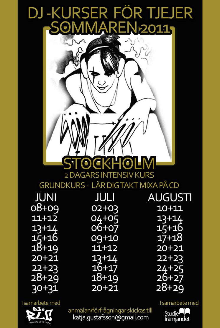 Affisch för sommarens dj kurser för tjejer med Katja Gustafsson