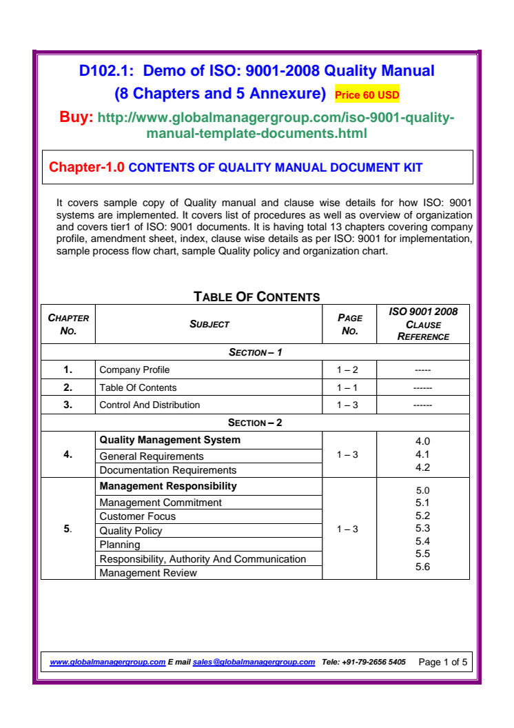 ISO 9001  Quality Manual