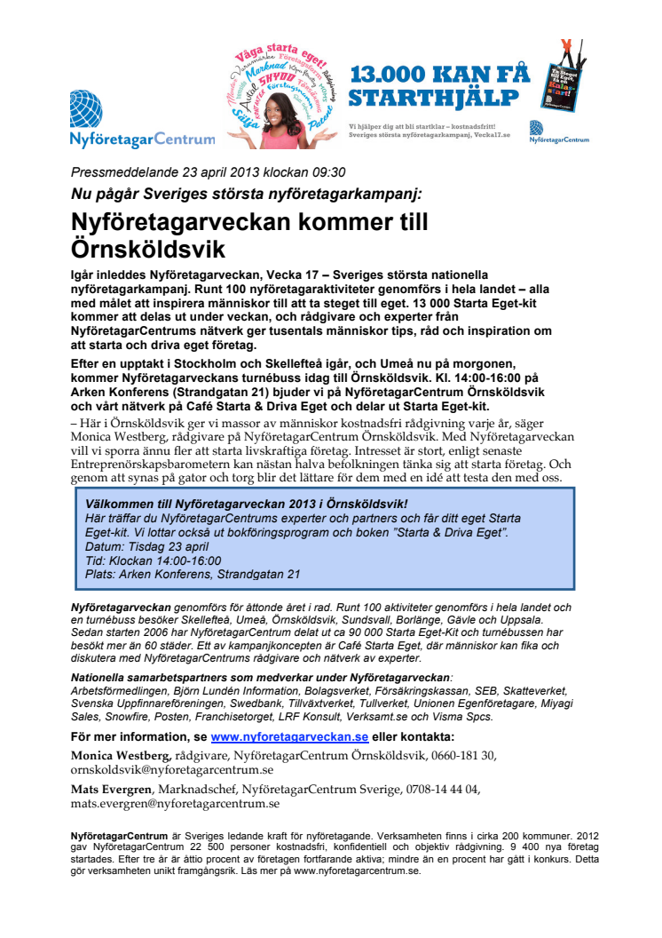 Nyföretagarveckan kommer till Örnsköldsvik