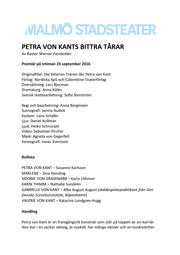 Petra von Kants bittra tårar