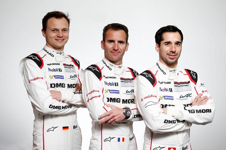 Le Mans 2016, Porsche Team, Marc Lieb, Romain Dumas, Neel Jani (l-r)