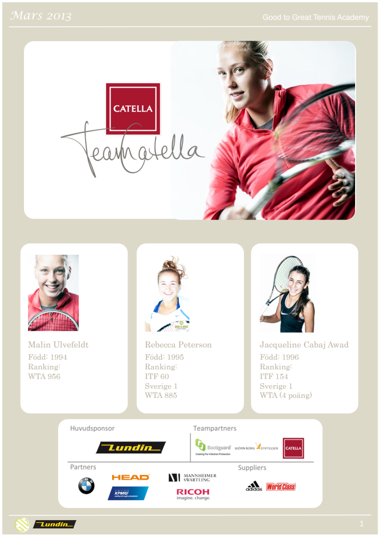 Team Catella news mars 2013