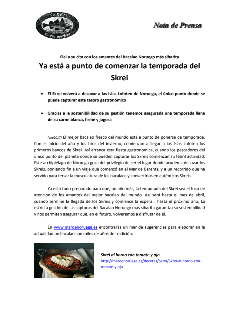 Ya está a punto de comenzar la temporada del Skrei