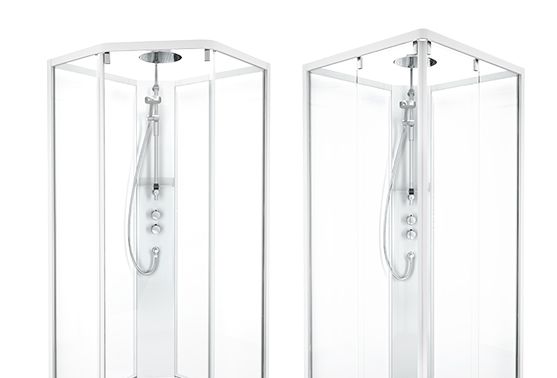 Voit valita Showerama 10-5 -suihkukaapin joko viisikulmaisena tai nelikulmaisena