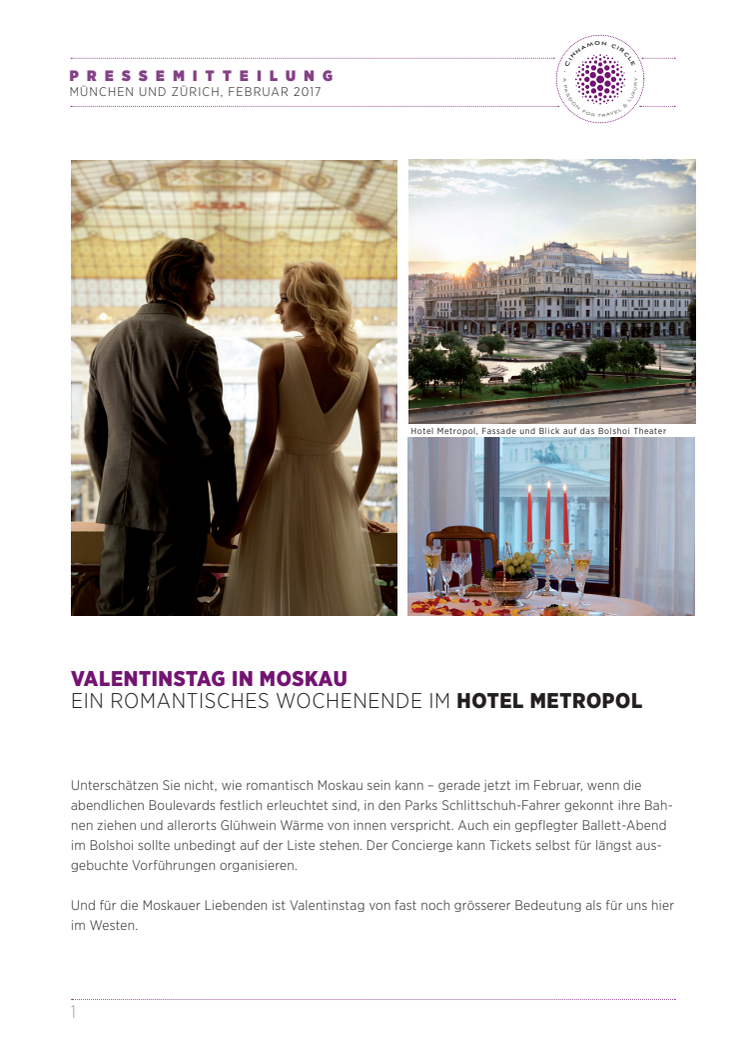 Valentinstag in Moskau: Ein romantisches Wochenende im Hotel Metropol