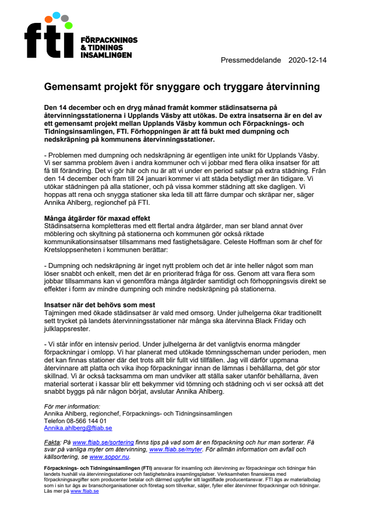 Gemensamt projekt för snyggare och tryggare återvinning