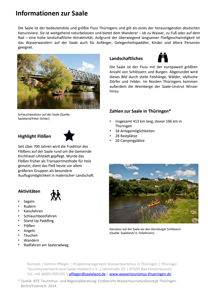 Thüringer Wassertourismus: Informationen zur Saale