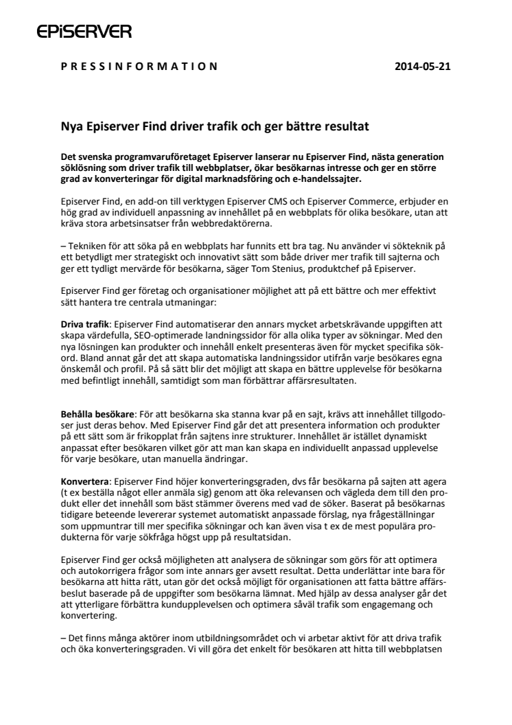 Nya Episerver Find driver trafik och ger bättre resultat