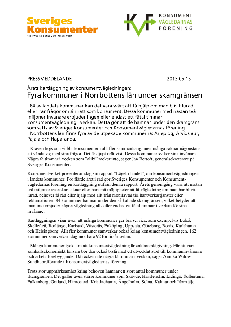 Fyra kommuner i Norrbottens län under skamgränsen