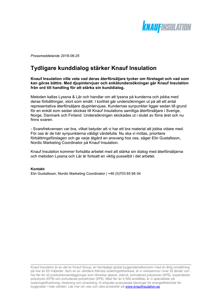 Tydligare kunddialog stärker Knauf Insulation