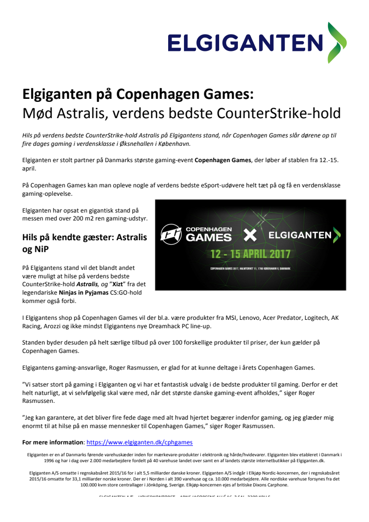 Elgiganten på Copenhagen Games:  Mød Astralis, verdens bedste CounterStrike-hold