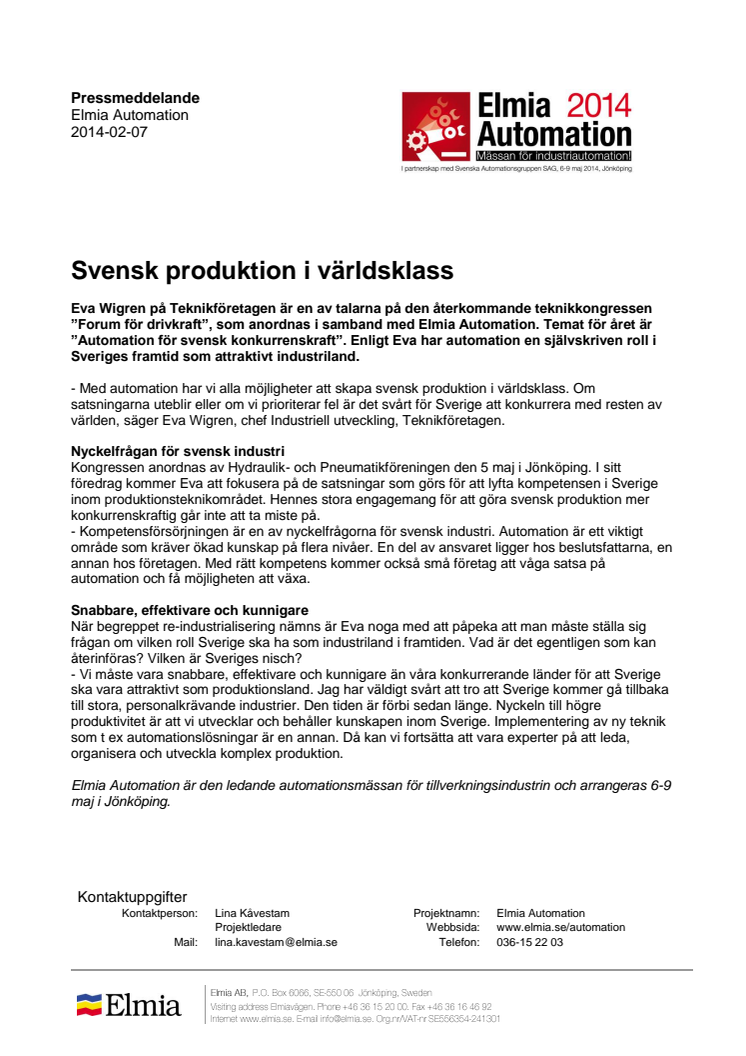 Svensk produktion i världsklass