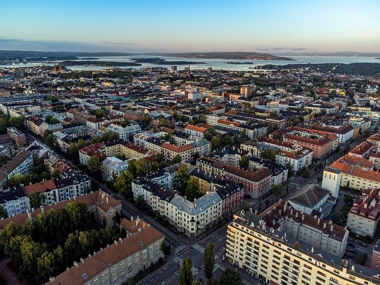 Dronebilde av Oslo