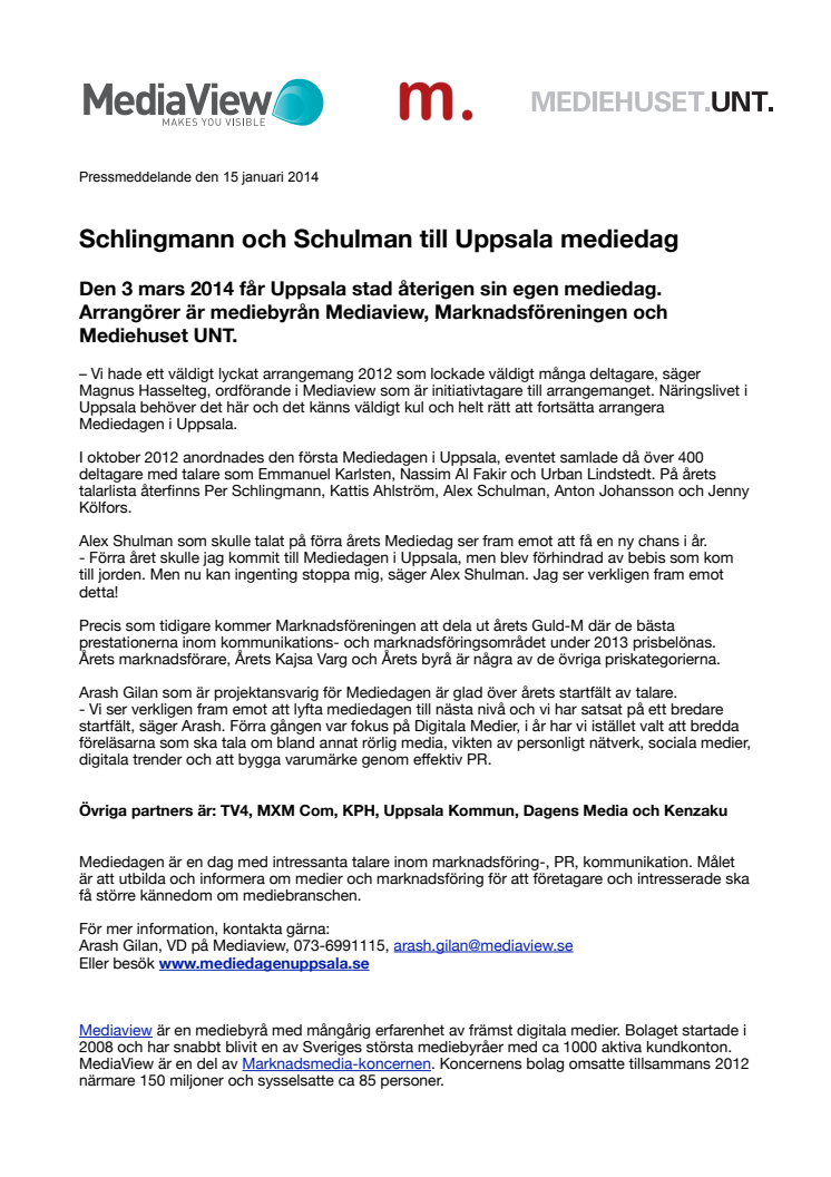 Schlingmann och Schulman till Uppsala mediedag