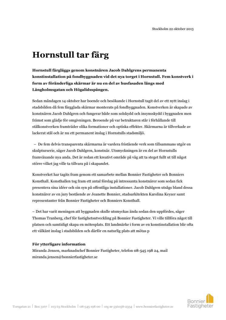 Hornstull tar färg