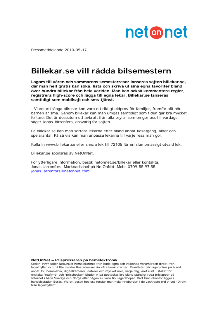 Billekar.se vill rädda bilsemestern