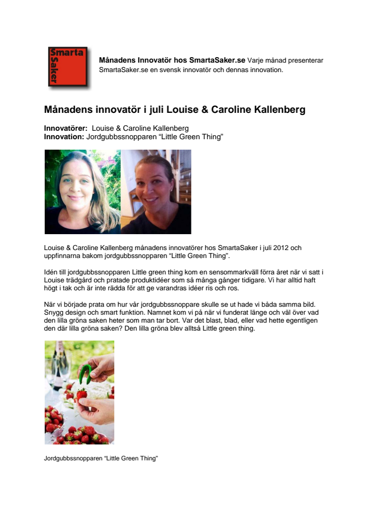 Månadens innovatör i juli Louise & Caroline Kallenberg