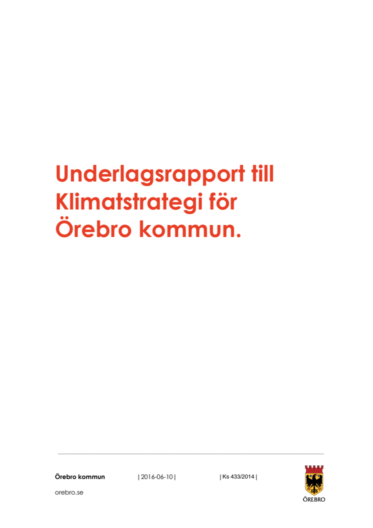 Klimatstrategi Örebro kommun, underlagsrapport