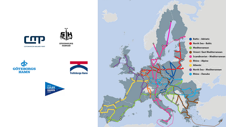 Sveriges Corehamnar med Tentec karta