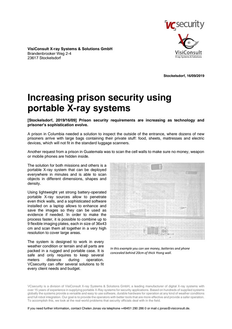 Increasing prison security using portable X-ray systems