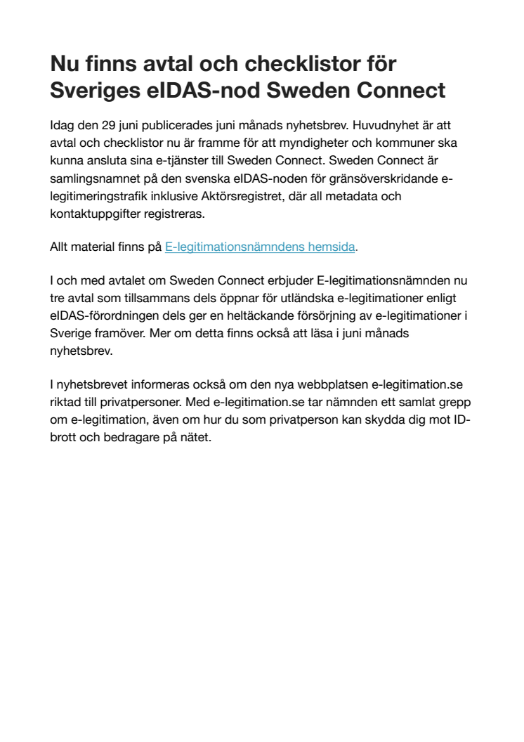 Nu finns avtal och checklistor för Sveriges eIDAS-nod Sweden Connect