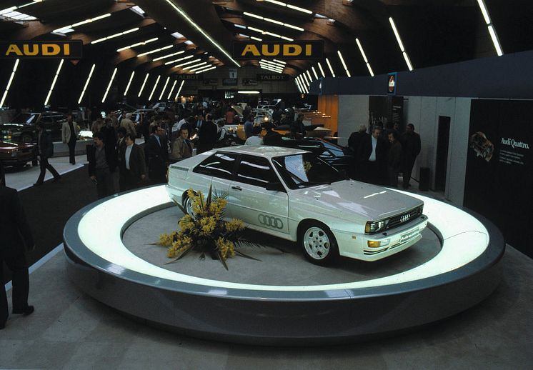 Audi Quattro på Geneve Motor Show i 1980