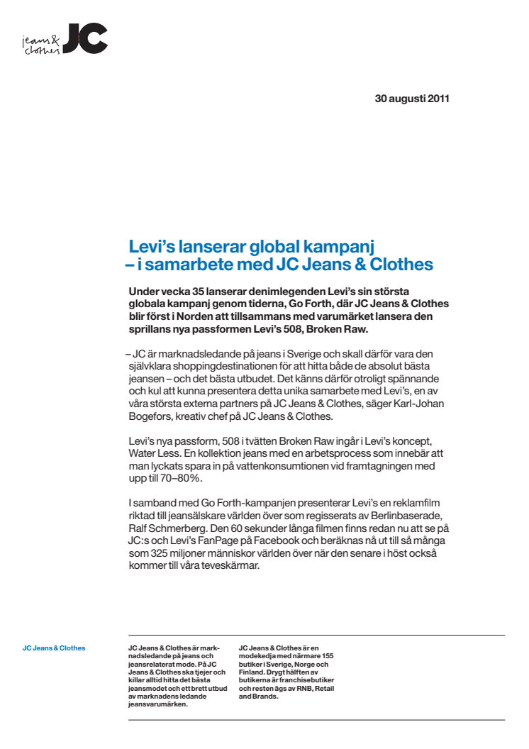 Levi’s lanserar global kampanj – i samarbete med JC Jeans & Clothes