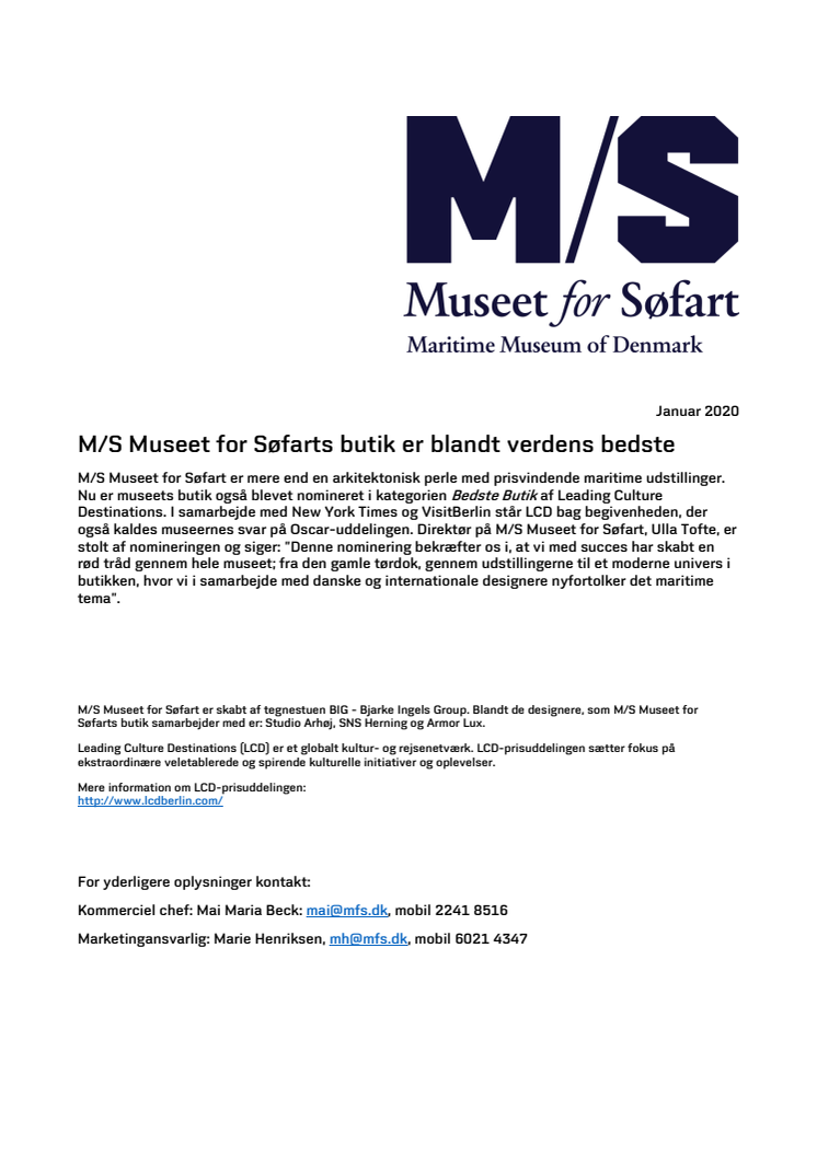 M/S Museet for Søfarts butik er blandt verdens bedste