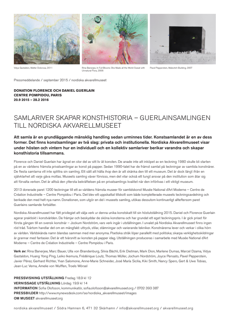 Samlariver skapar konsthistoria – Guerlainsamlingen till Nordiska Akvarellmuseet