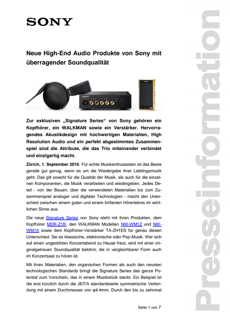 Neue High-End Audio Produkte von Sony mit überragender Soundqualität 