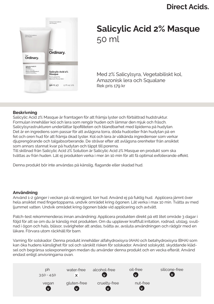 Pressrelease Salicylic Acid 2% Masque