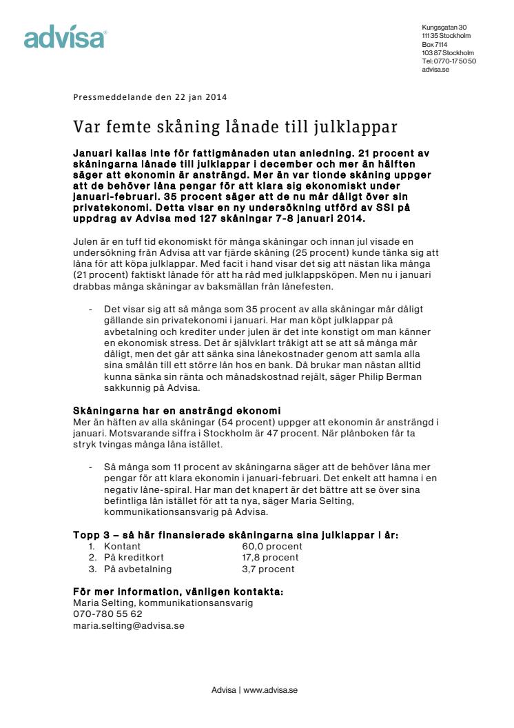 Var femte skåning lånade till julklappar