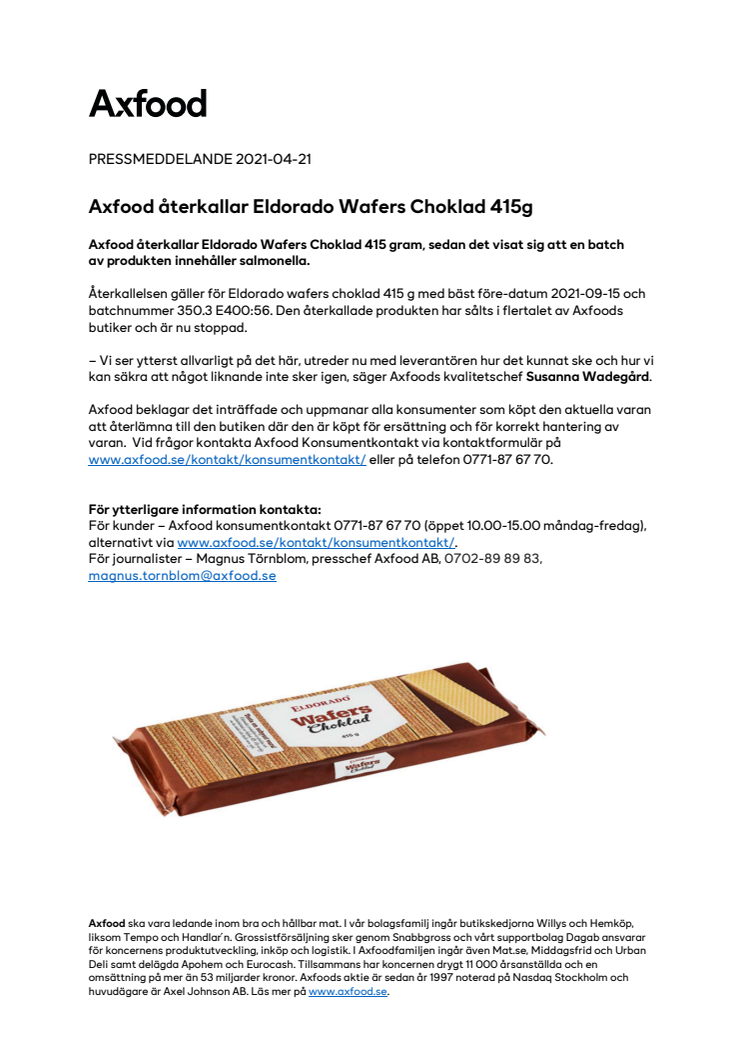 Axfood återkallar Eldorado Wafers Choklad 415g .pdf