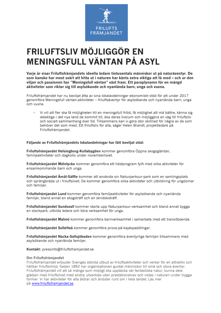 Friluftsliv möjliggör en meningsfull väntan på asyl