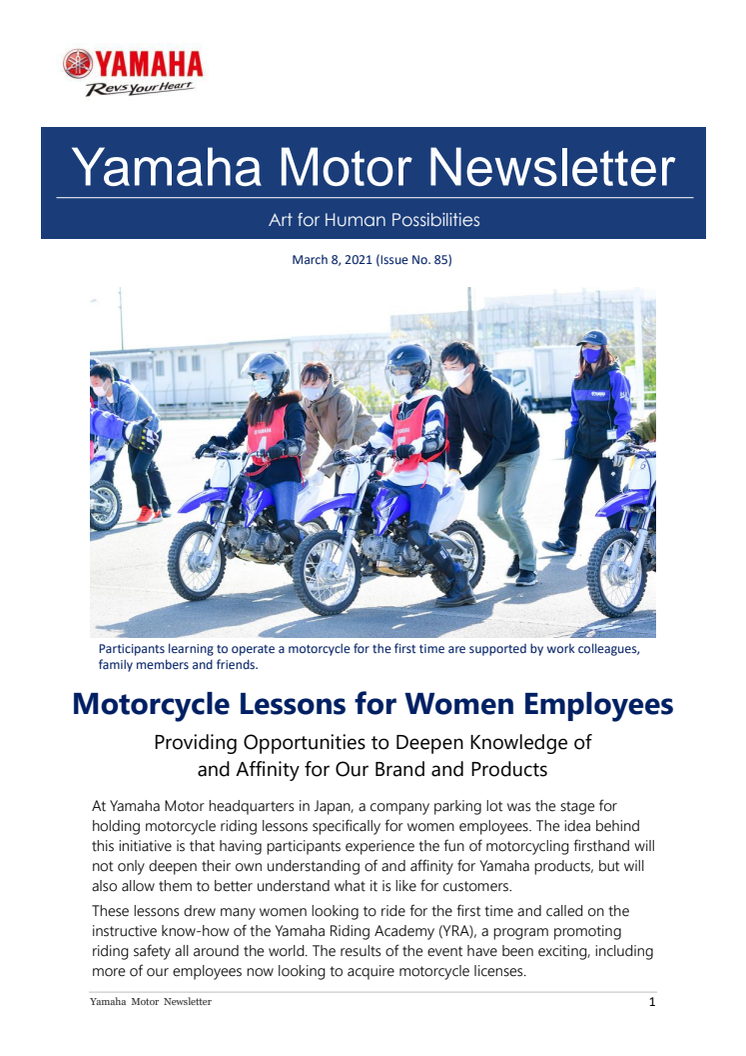 Motorcycle Lessons for Women Employees   Yamaha Motor Newsletter (Mar. 8, 2021 No. 85)