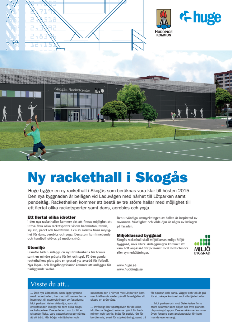 Infoblad om Skogås racketcenter