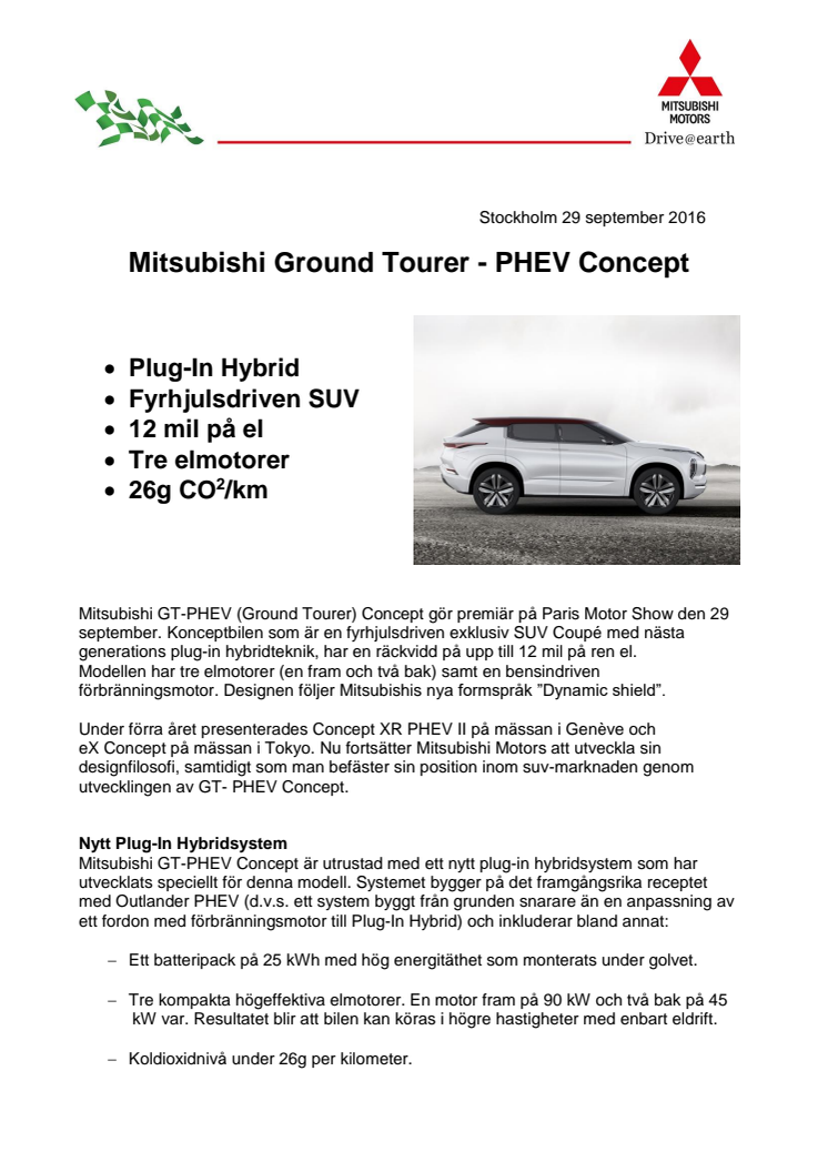 Mitsubishi Ground Tourer - PHEV Concept