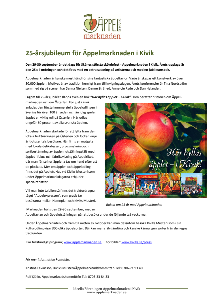 25-årsjubileum för Äppelmarknaden i Kivik