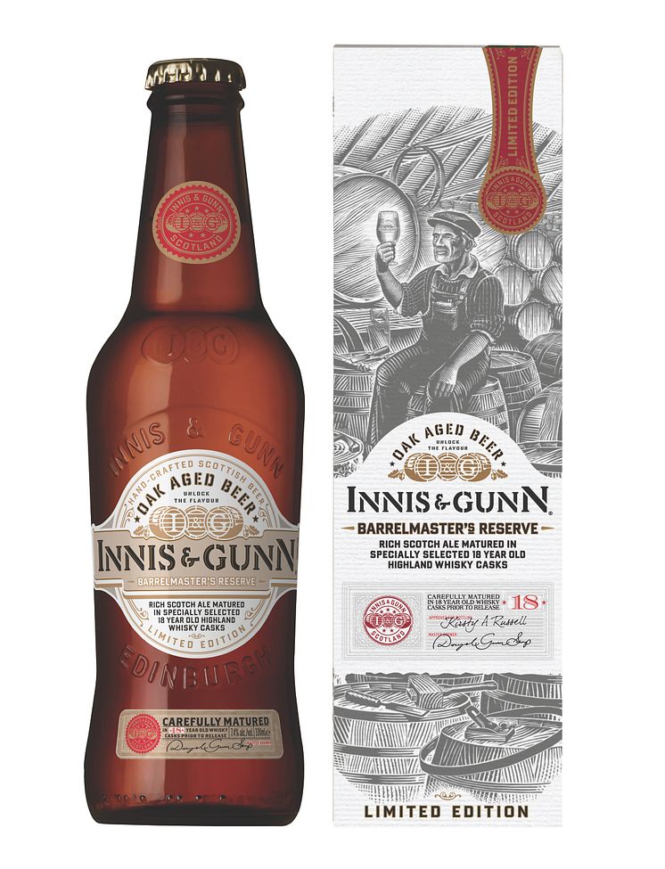 Innis & Gunn Barrelmaster’s Reserve  – unik ale lagrad på ekfat från Highlands som tidigare lagrat 18-årig single malt whisky 