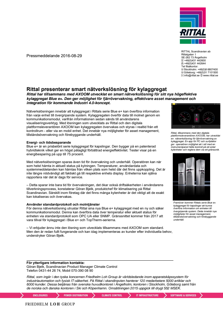 Rittal presenterar smart nätverkslösning för kylaggregat