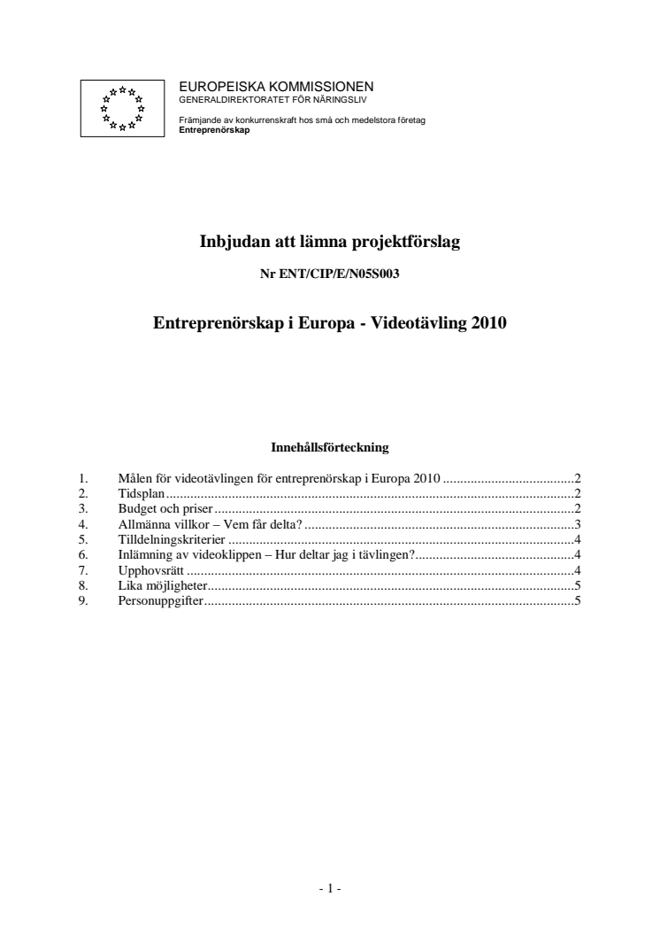 Tävlingsregler för EEVA 2010