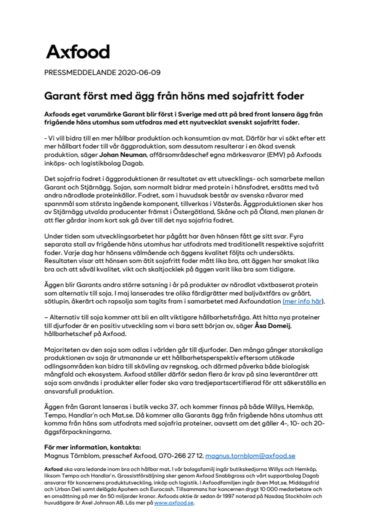 Garant först med ägg från höns med sojafritt foder